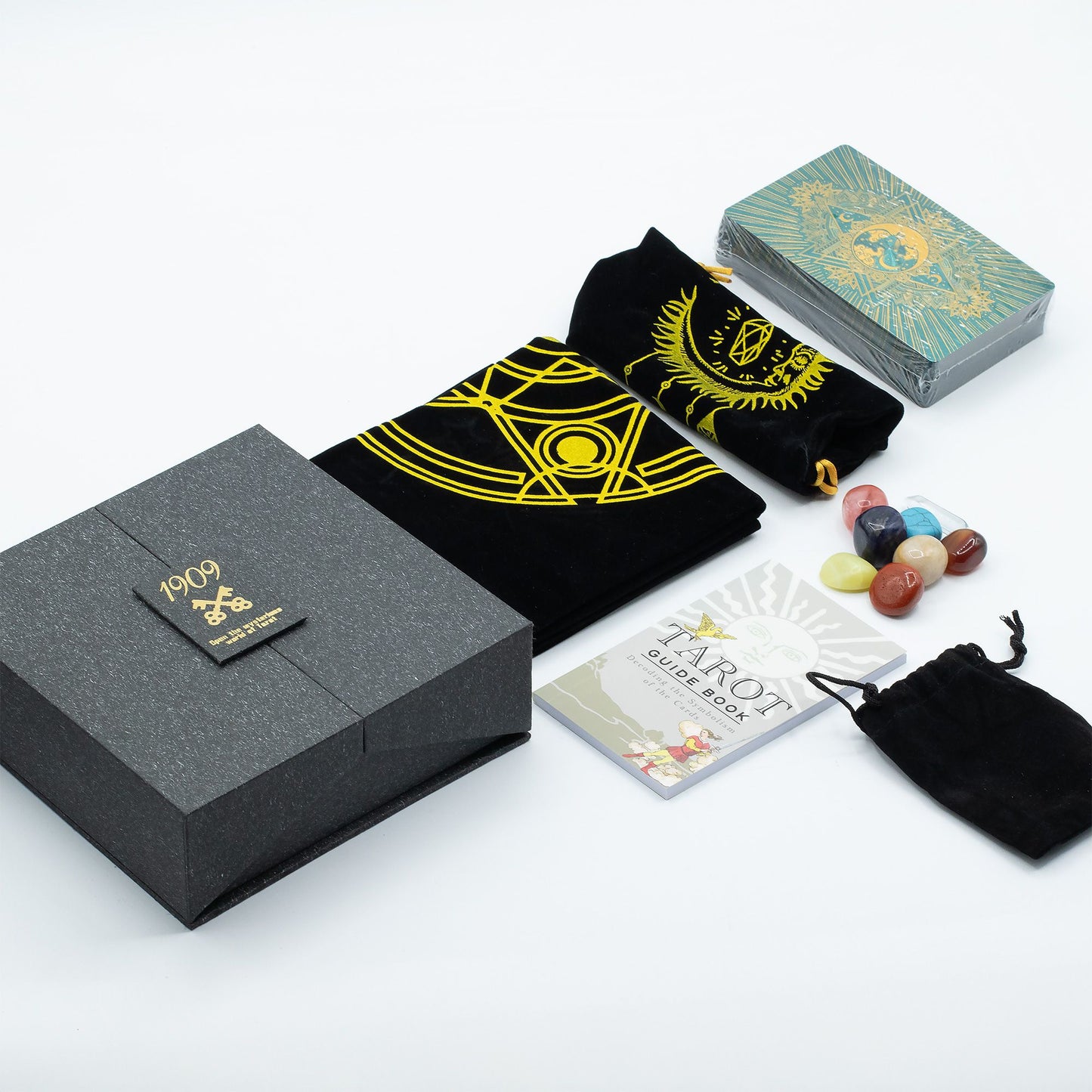 Jeu de tarot à feuille d’or & turquoise — Coffret cadeau