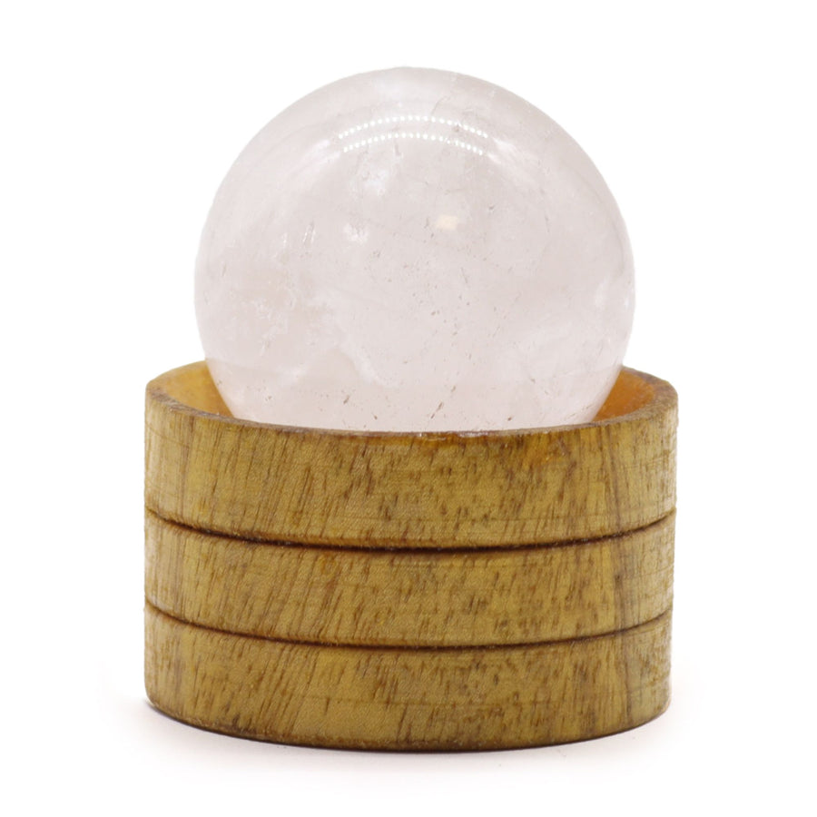 Sphère sur socle — Cristal de roche · 40 mm