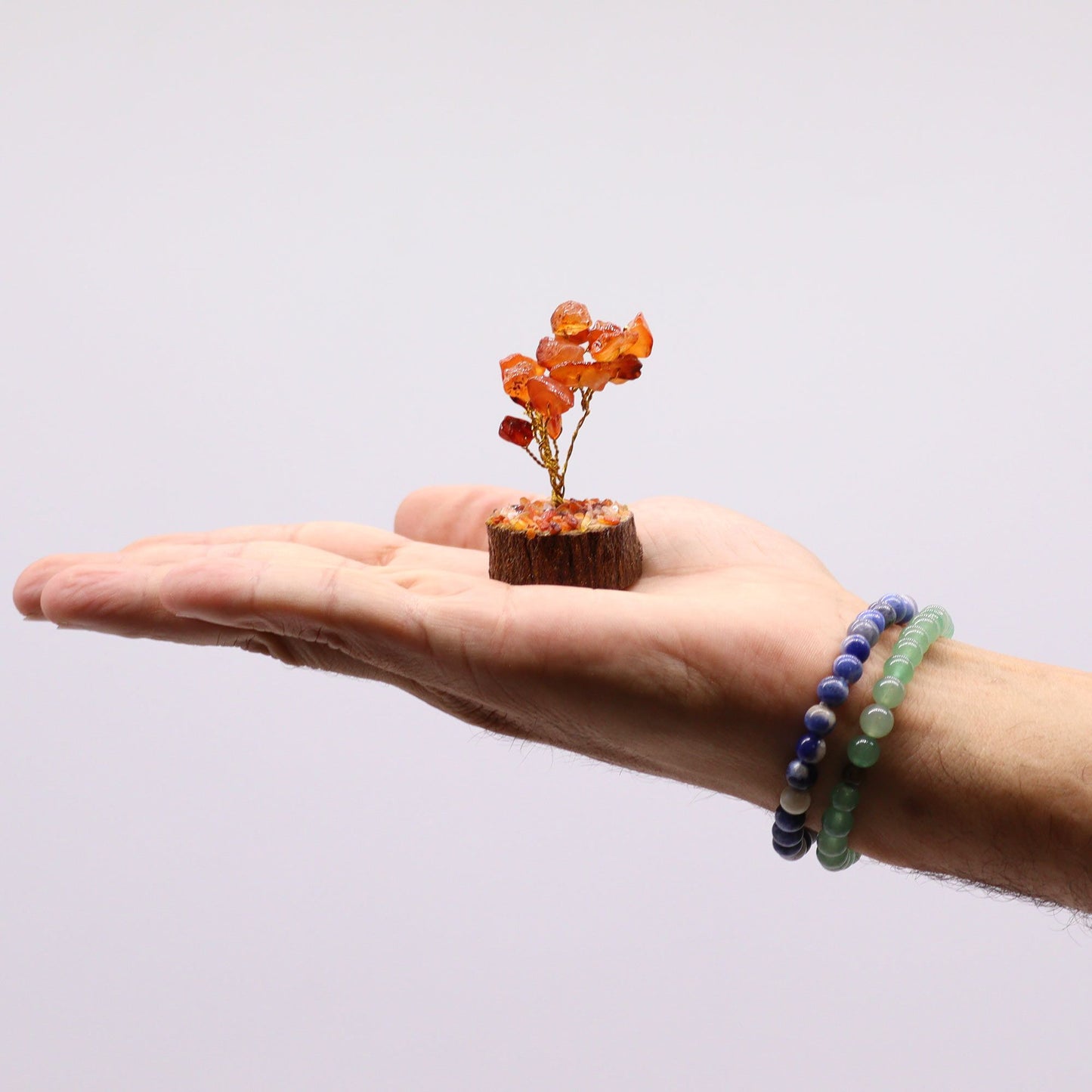 Mini arbre sur socle bois — Cornaline