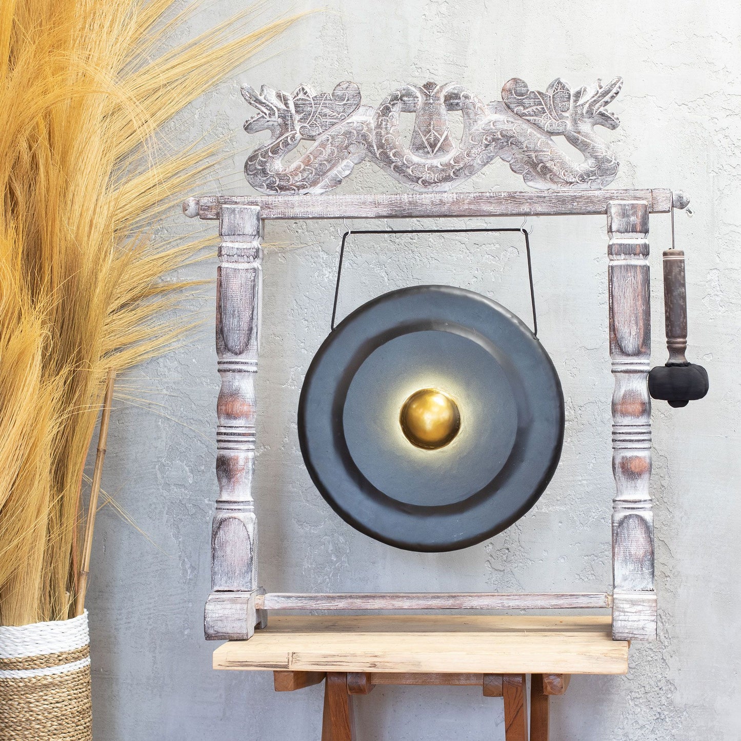 Gong de méditation format moyen sur socle — Noir · 35cm