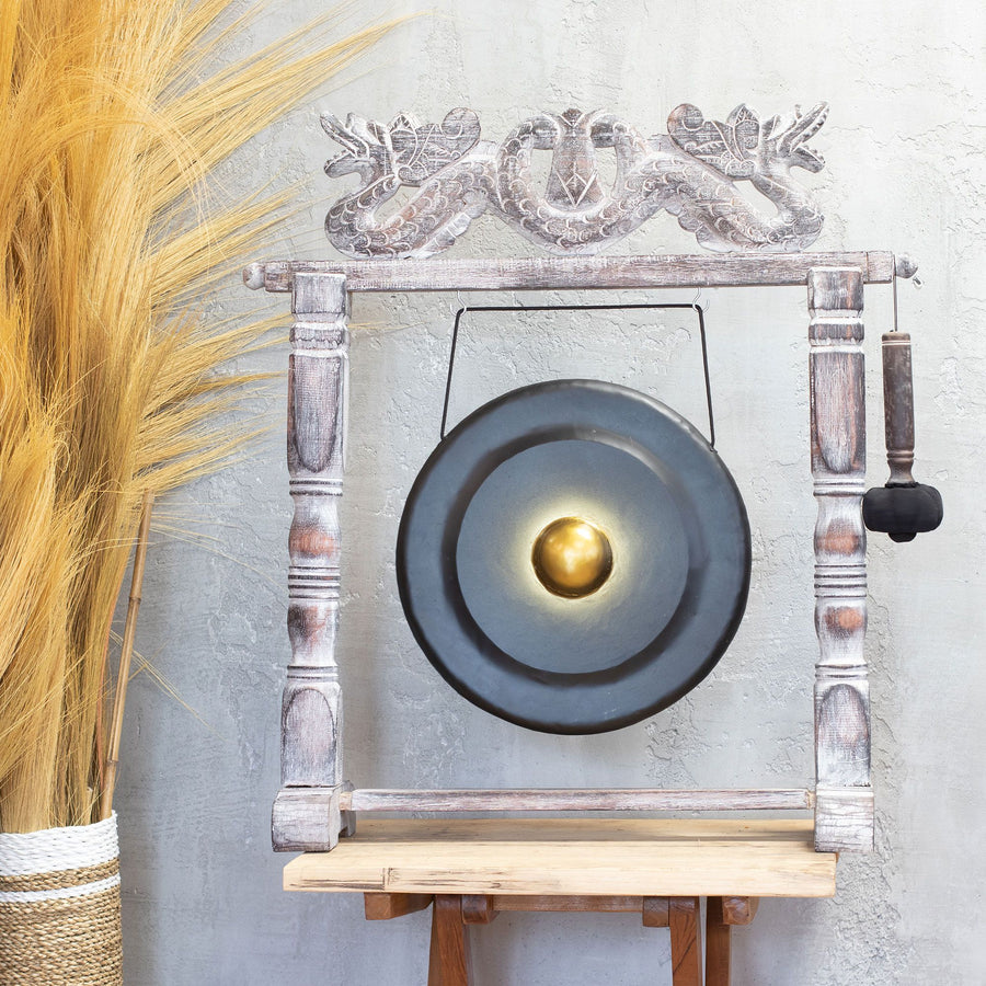 Gong de méditation format moyen sur socle — Noir · 35cm