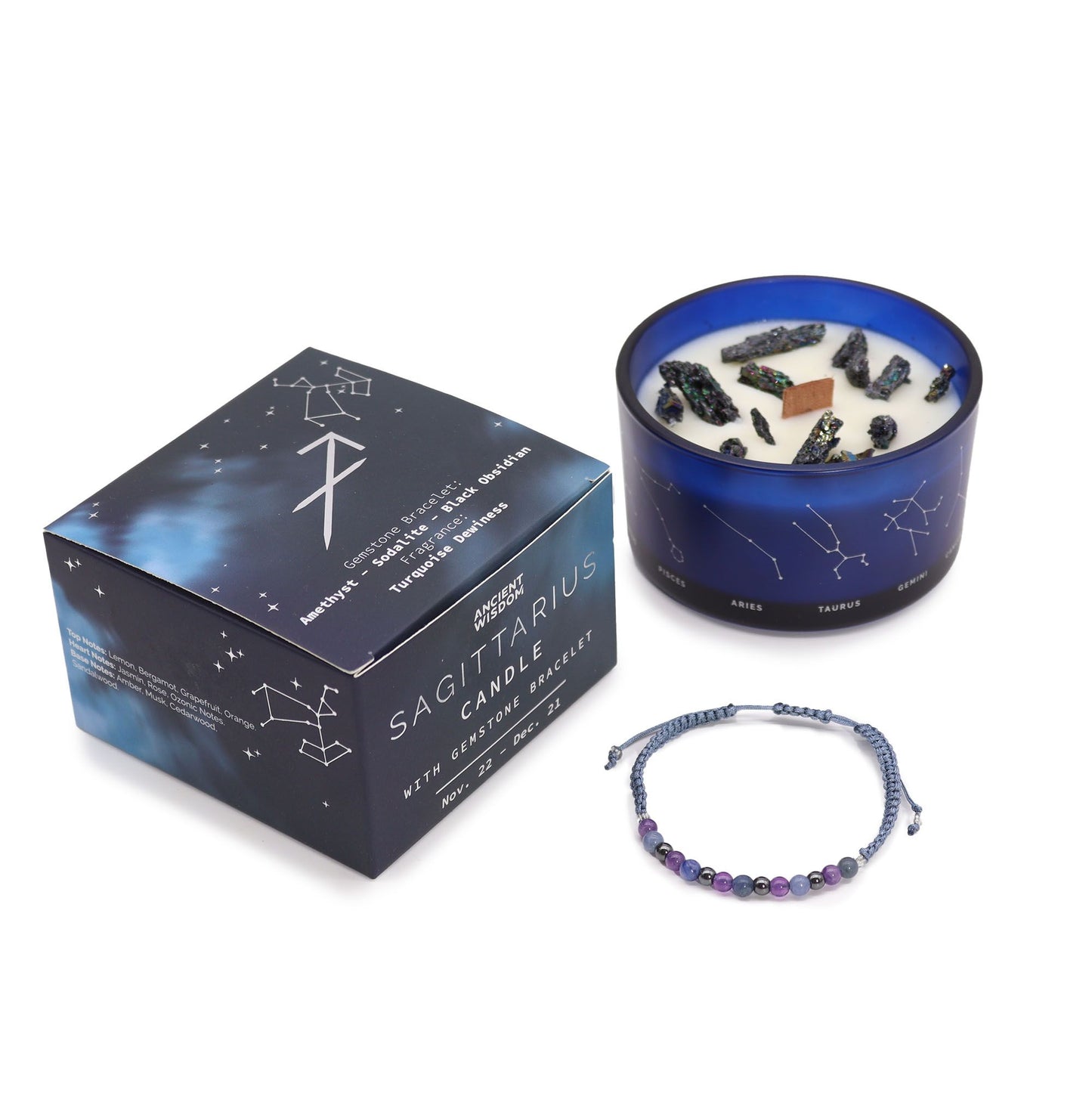 Bougie de cristal du zodiaque à bracelet — Sagittaire