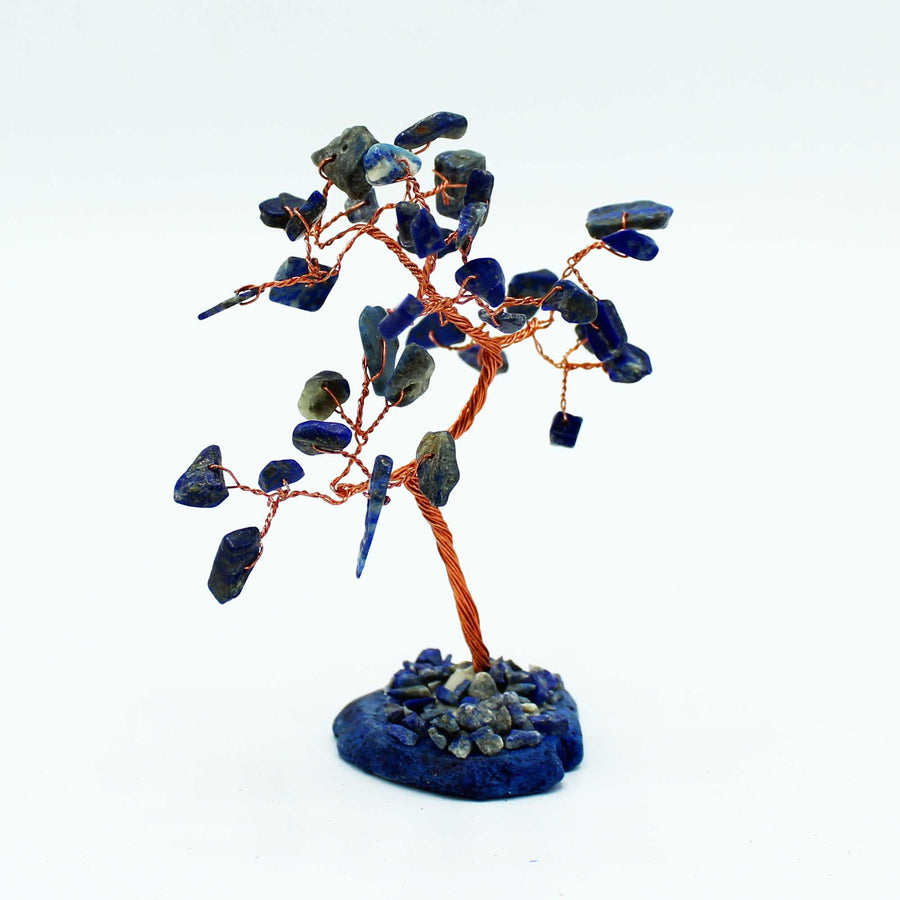 Arbre : sodalite sur socle d’agate bleu