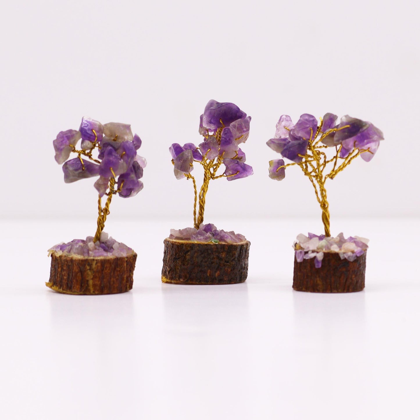 Mini arbre sur socle bois — Améthyste