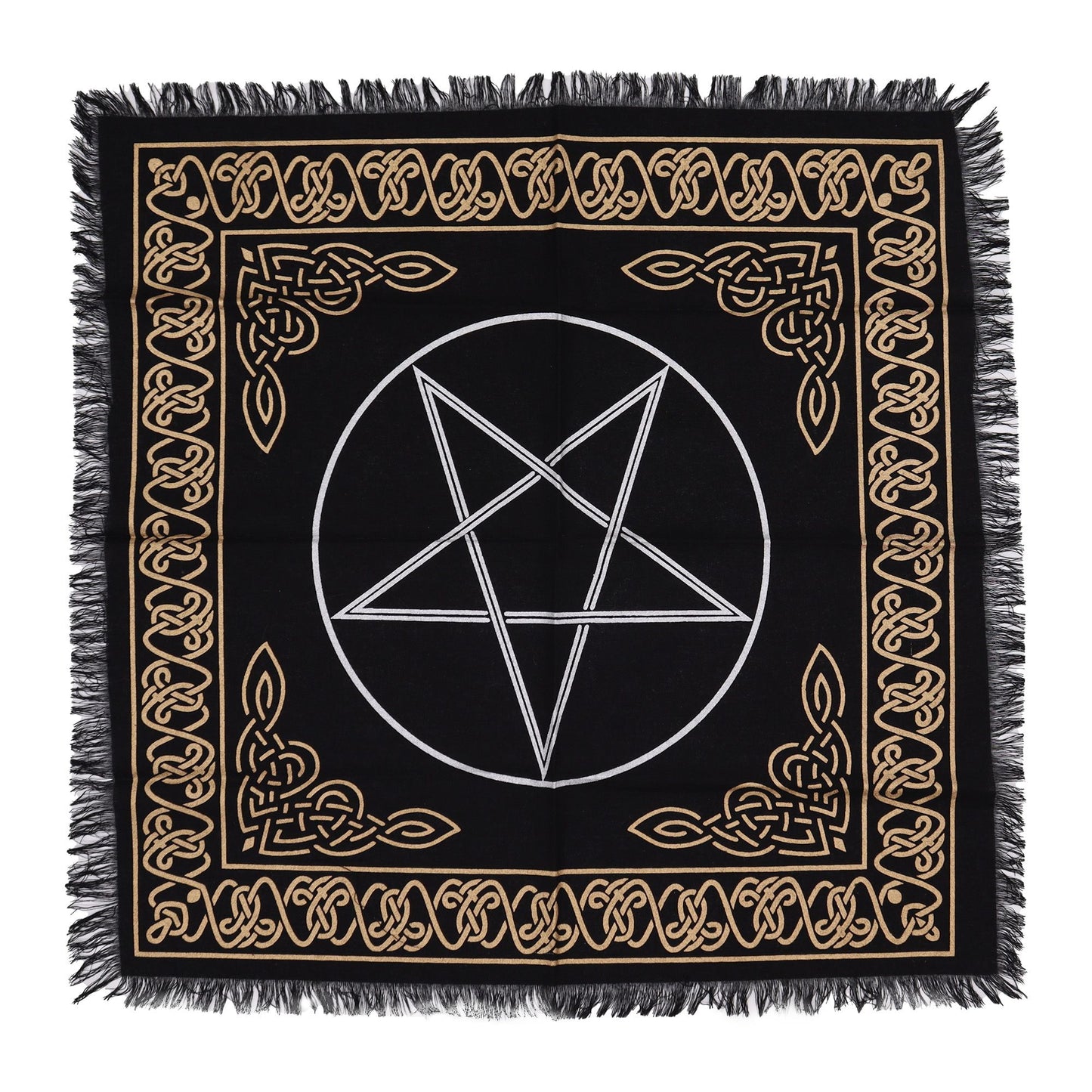 Nappe d’autel ésotérique à franges — Pentacle
