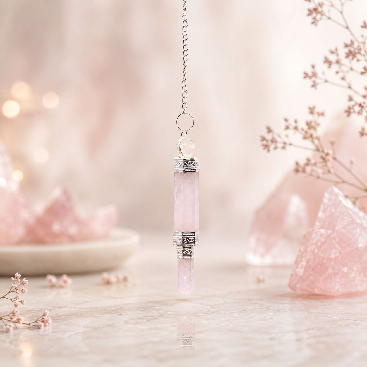 Pendule d’exception — Quartz rose trois parties