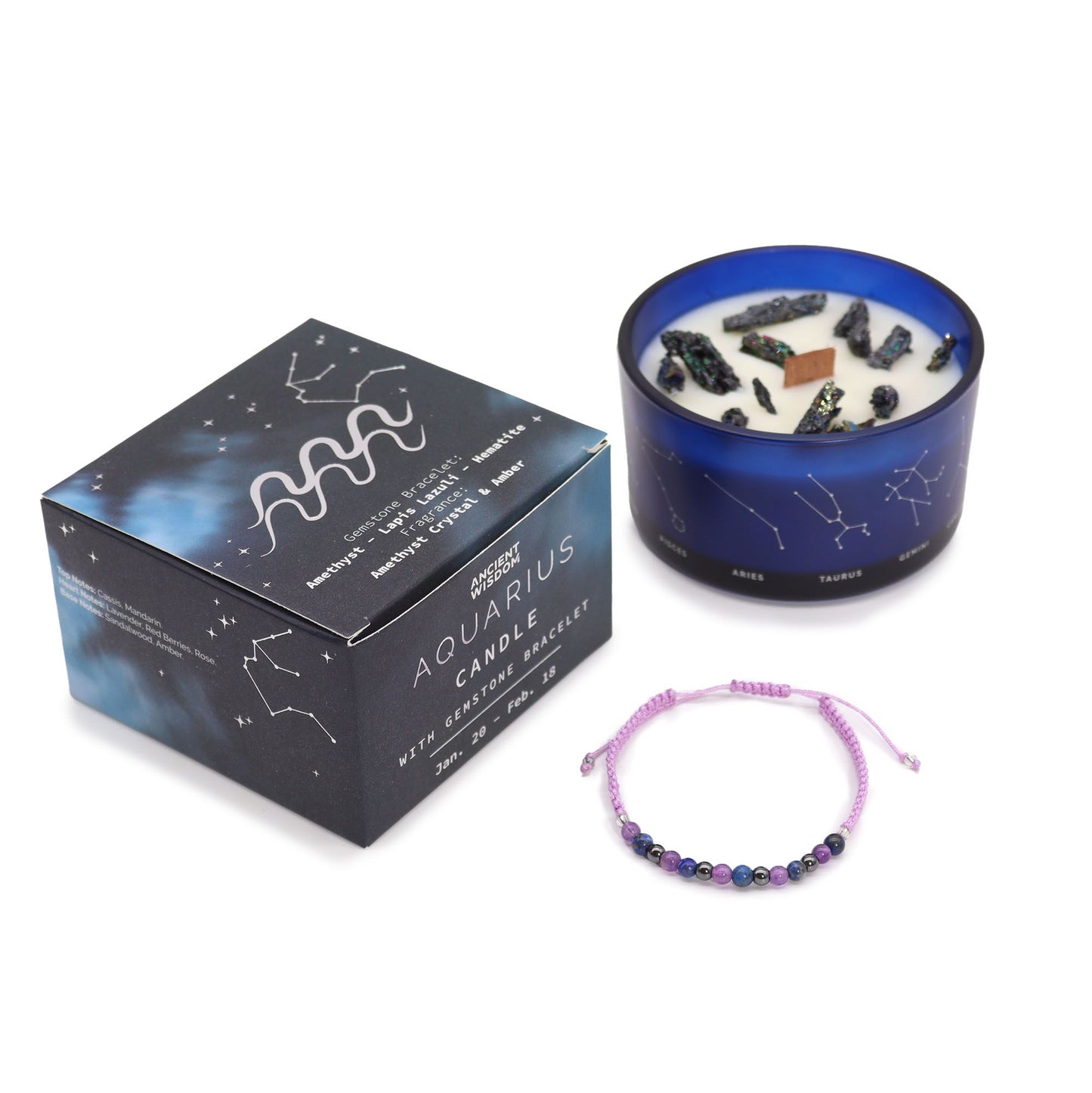 Bougie de cristal du zodiaque à bracelet — Verseau