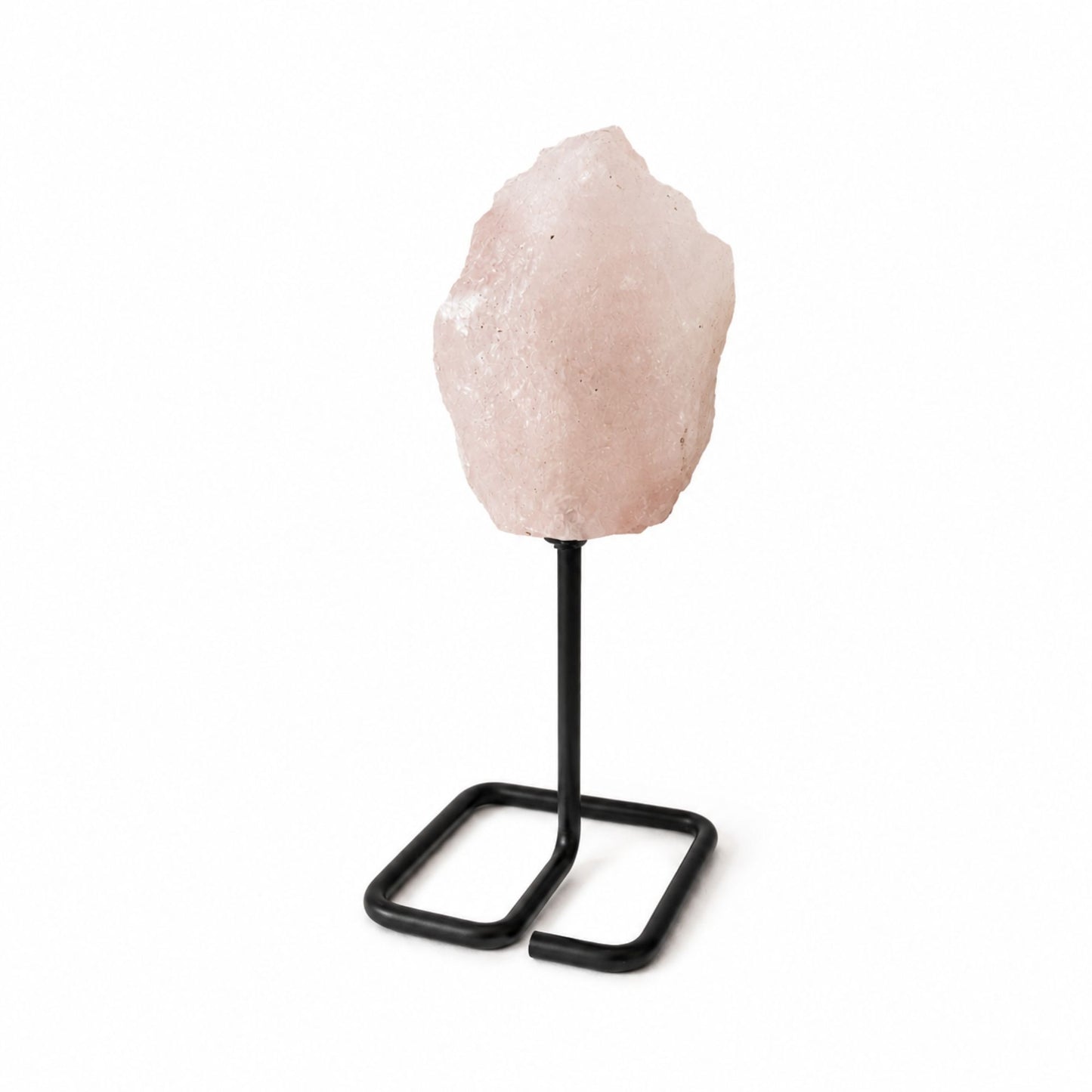 Spécimen minéral sur socle métallique — Quartz rose