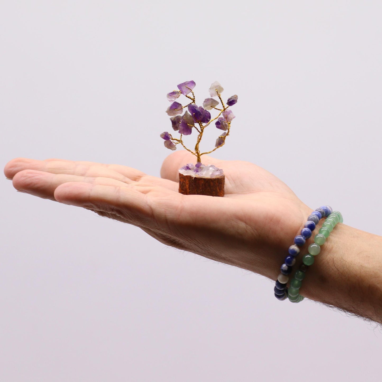 Mini arbre sur socle bois — Améthyste