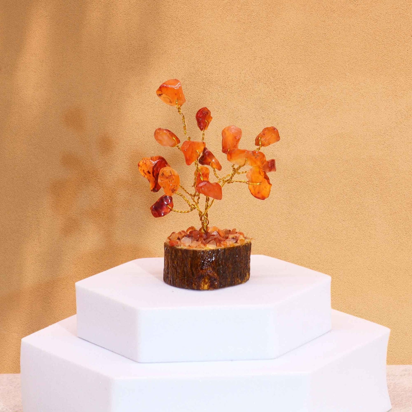 Mini arbre sur socle bois — Cornaline