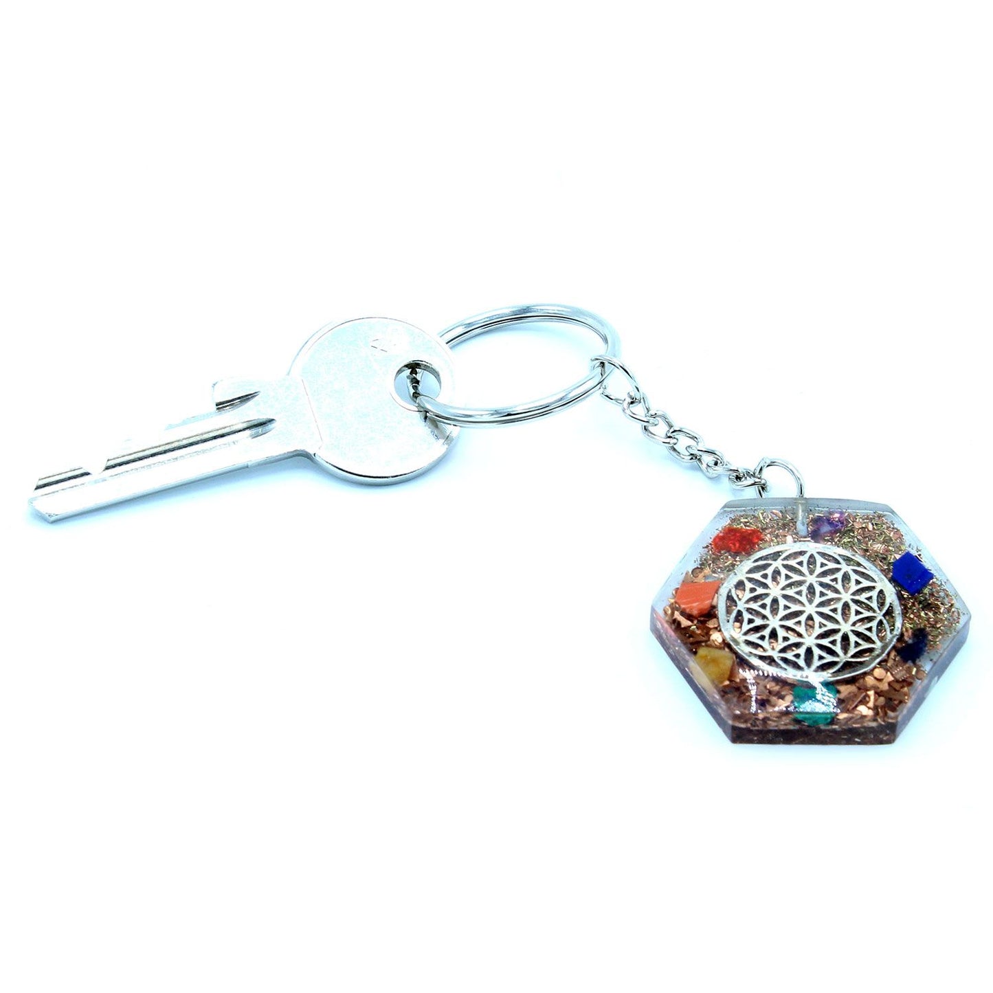 Porte-clés d’orgonite — Fleur de vie octogonale