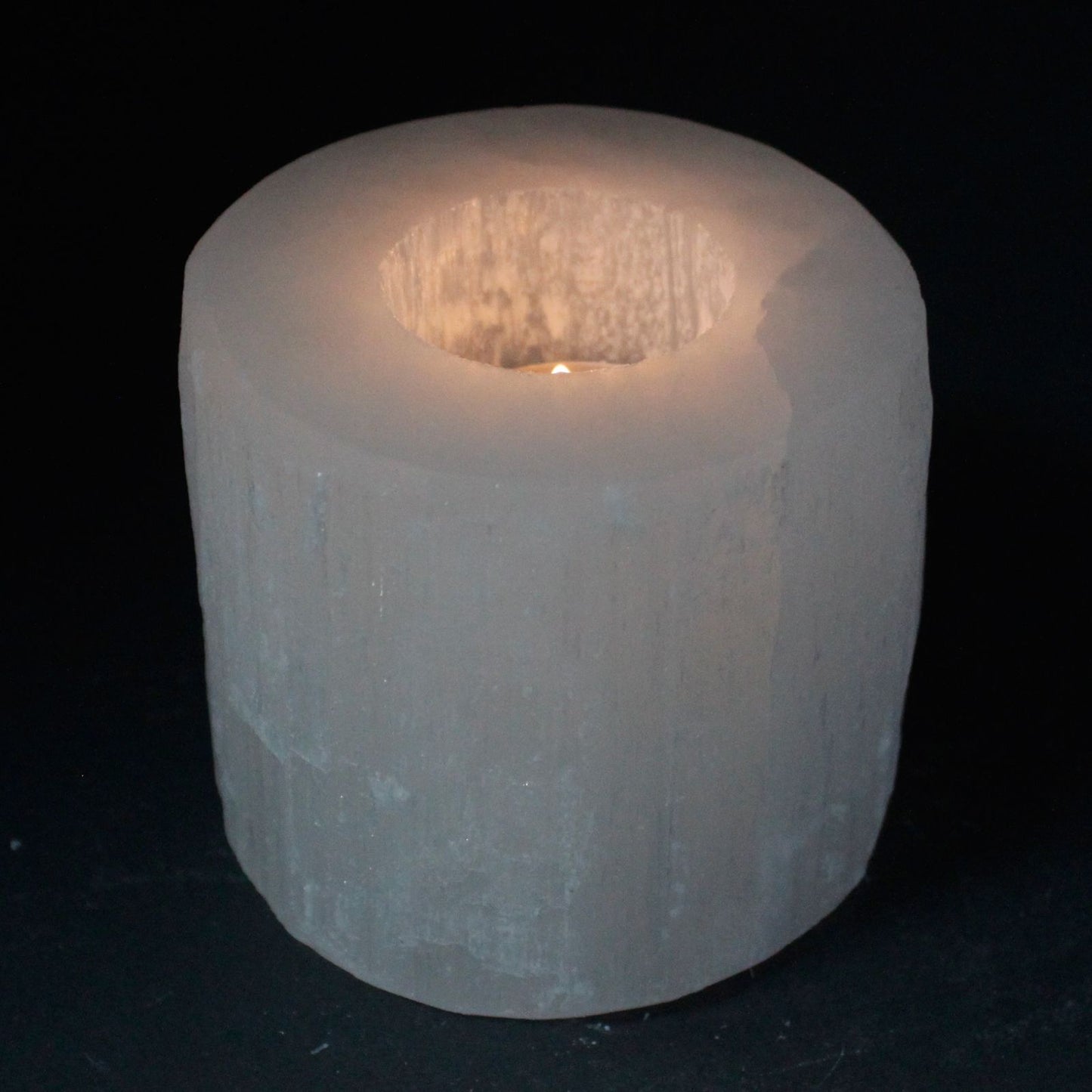 Bougeoir en sélénite — Cylindre · 8 cm
