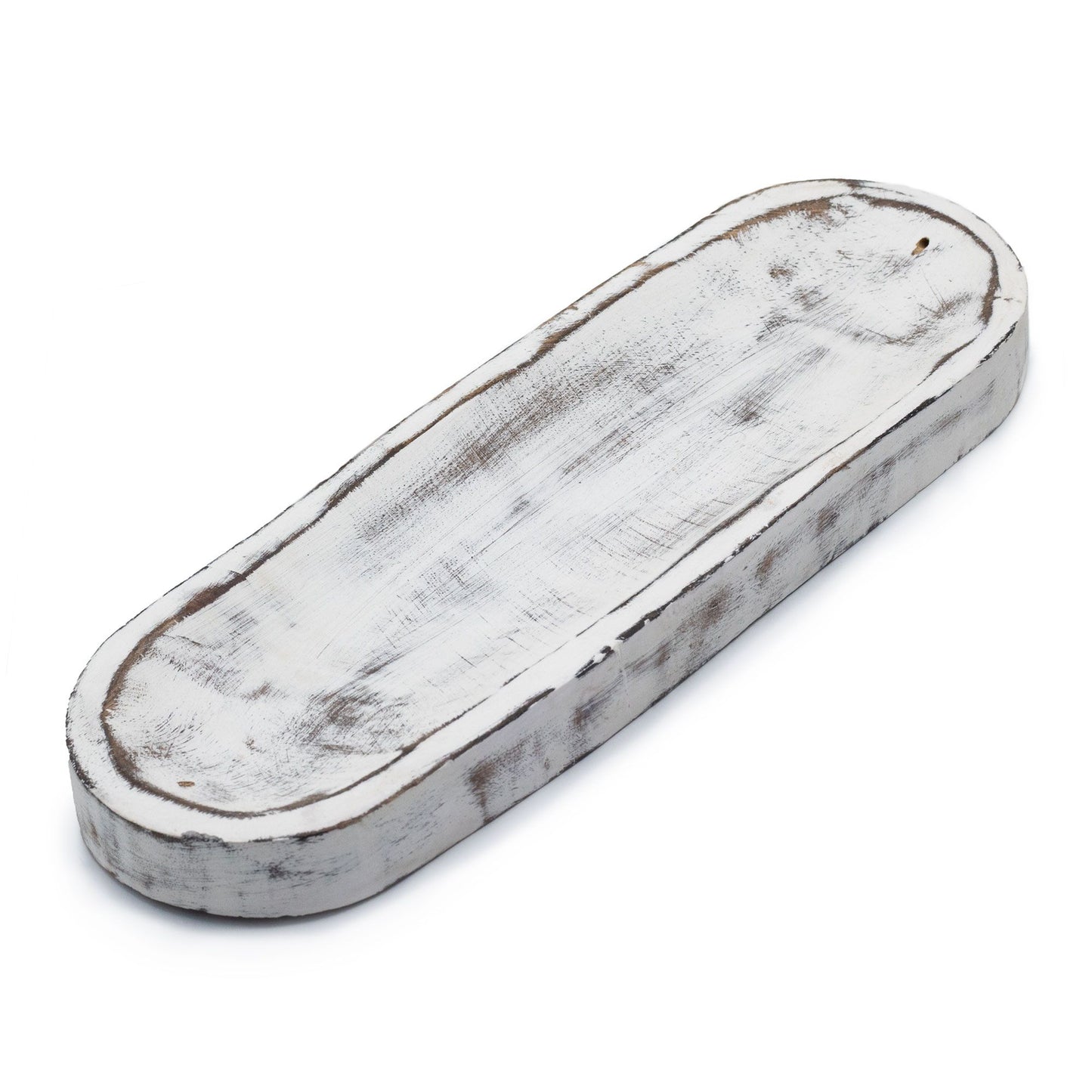 Plateau à encens en bois de manguier — Blanchi · 30 × 10 cm
