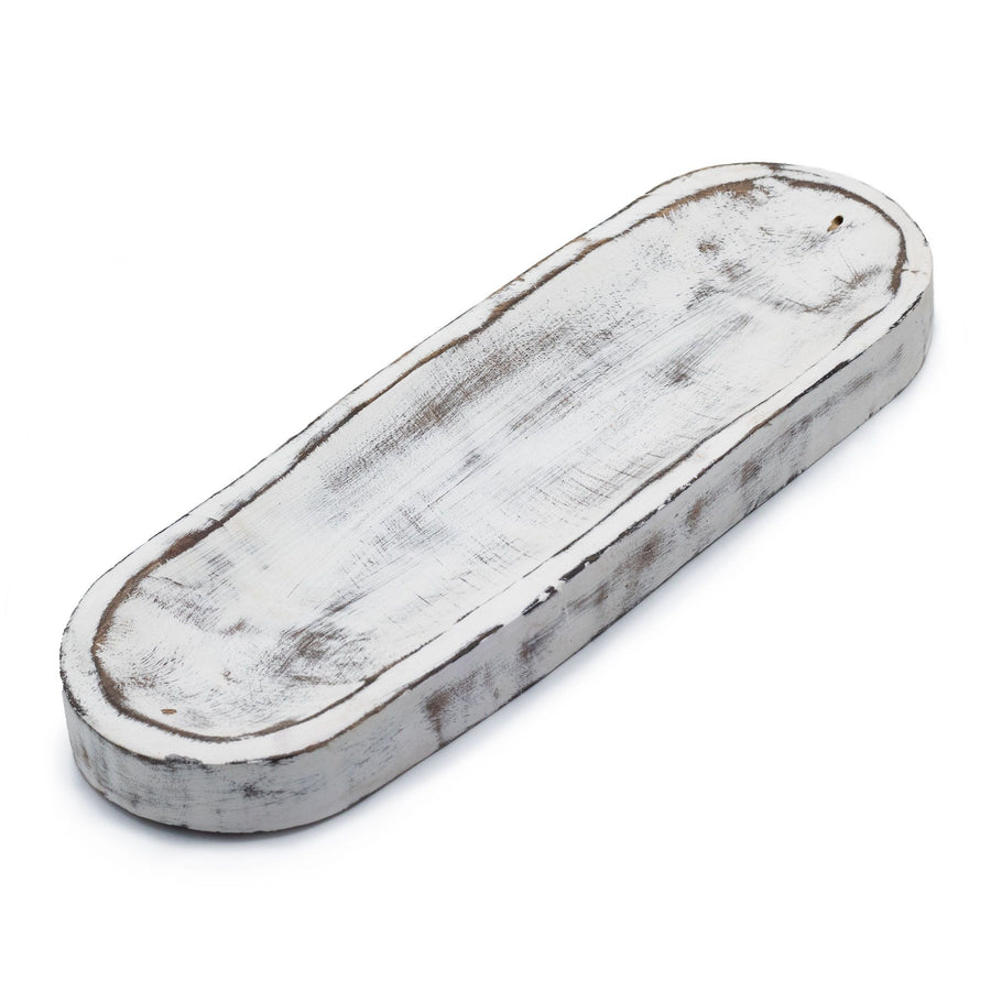 Plateau à encens en bois de manguier — Blanchi · 30 × 10 cm