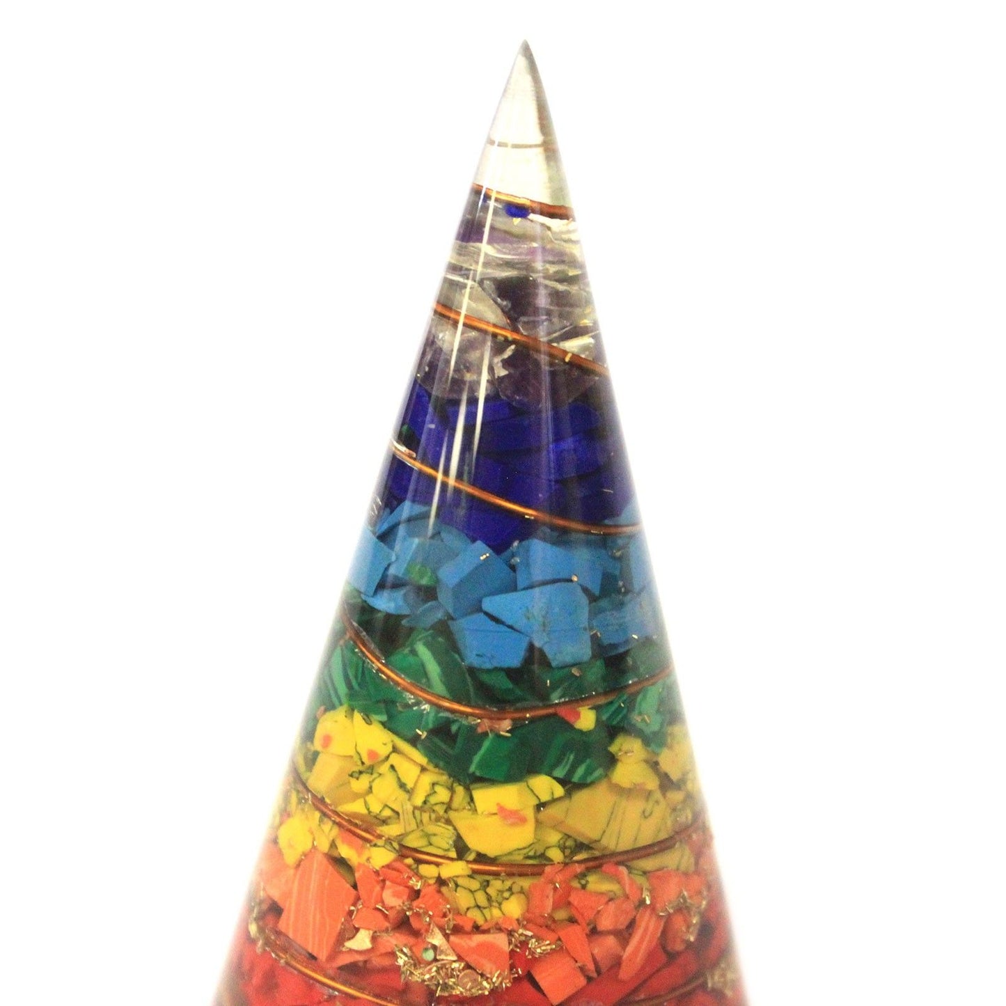Cône d’orgonite — Éclats de pierres assorties · 80mm