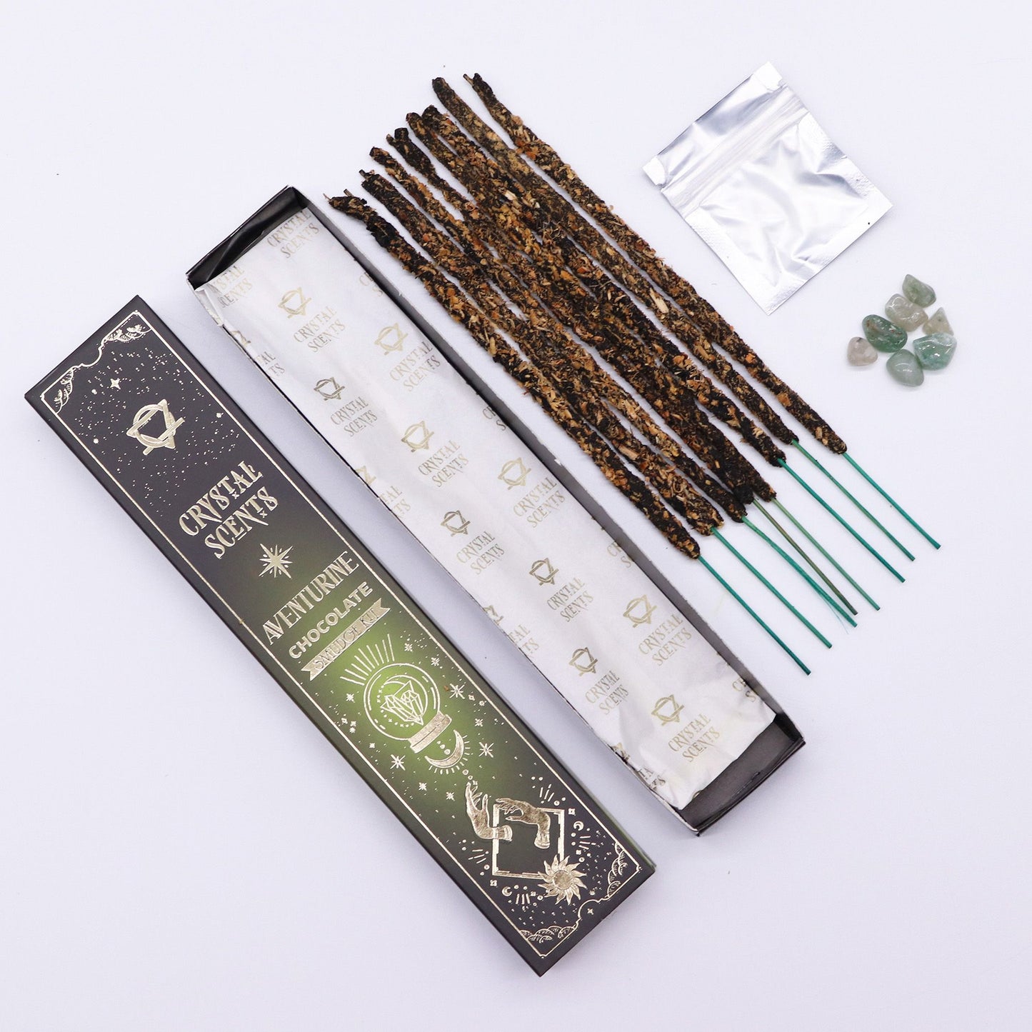 Fagot de fumigation à cristal d’aventurine — Chocolat