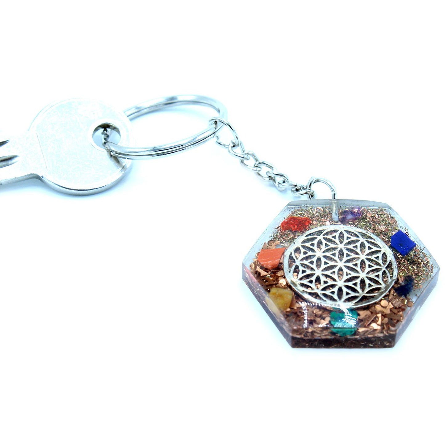 Porte-clés d’orgonite — Fleur de vie octogonale