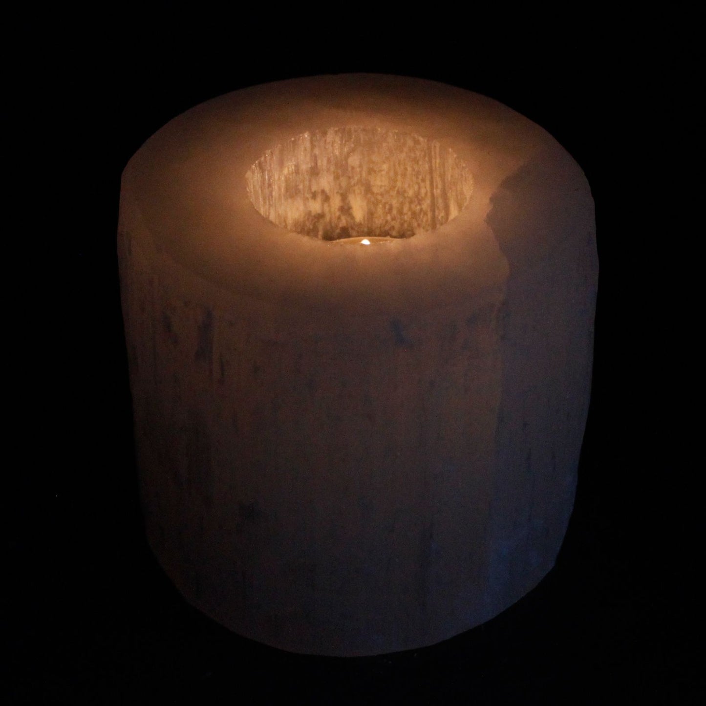 Bougeoir en sélénite — Cylindre · 8 cm