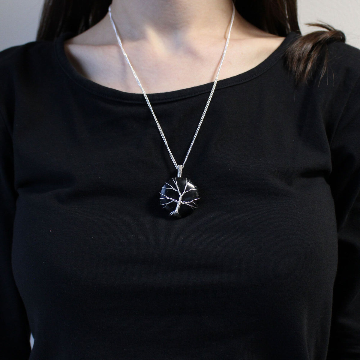 Collier arbre de vie en onyx noir — vue 2
