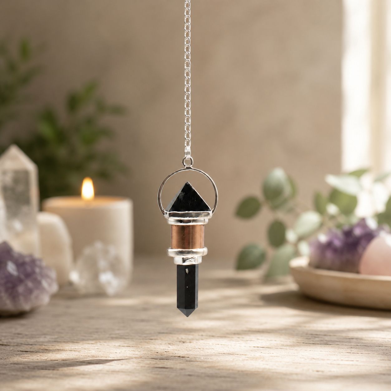 Pendule Veilleur nocturne — Cuivre · Obsidienne
