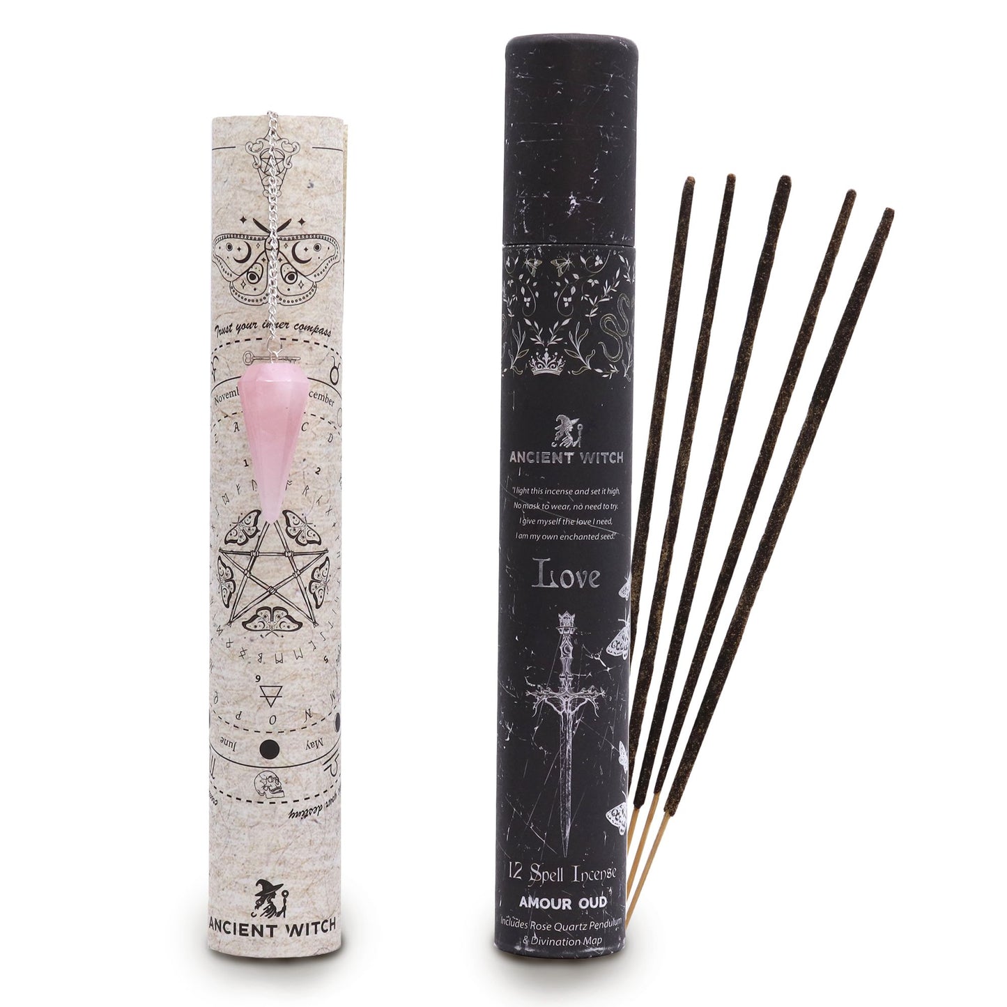 Encens — Amour · Pendule de quartz rose
