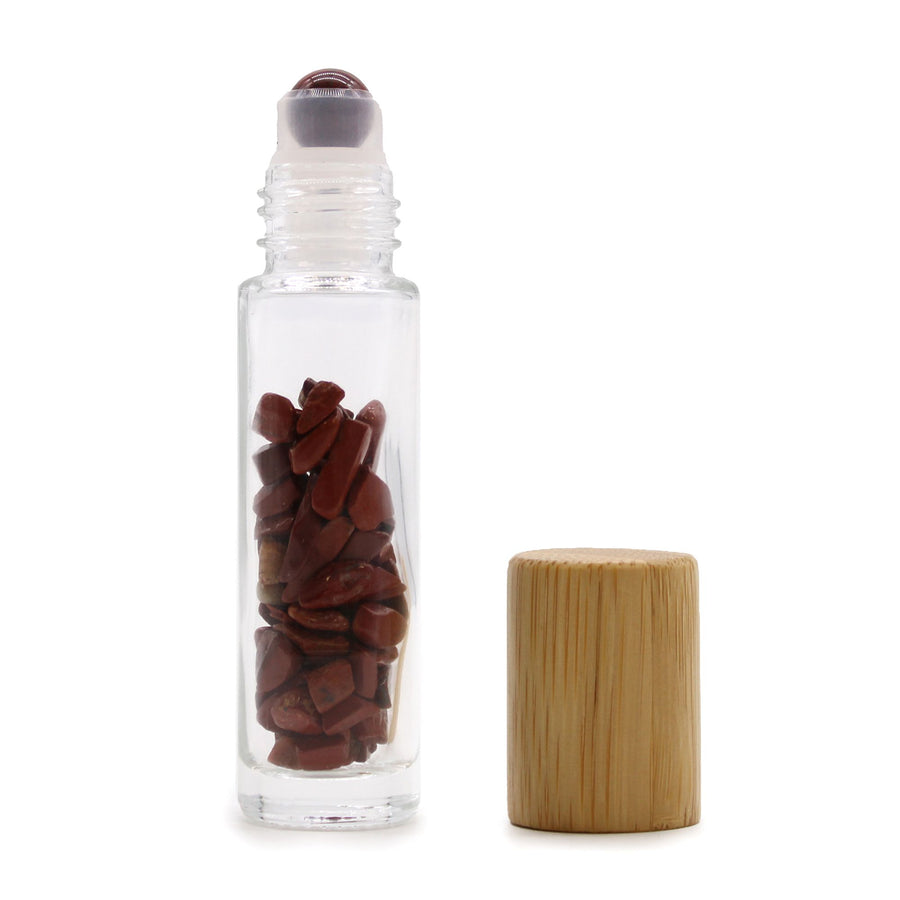 Roll-on à pierre naturelle — Jaspe rouge · Bouchon bois