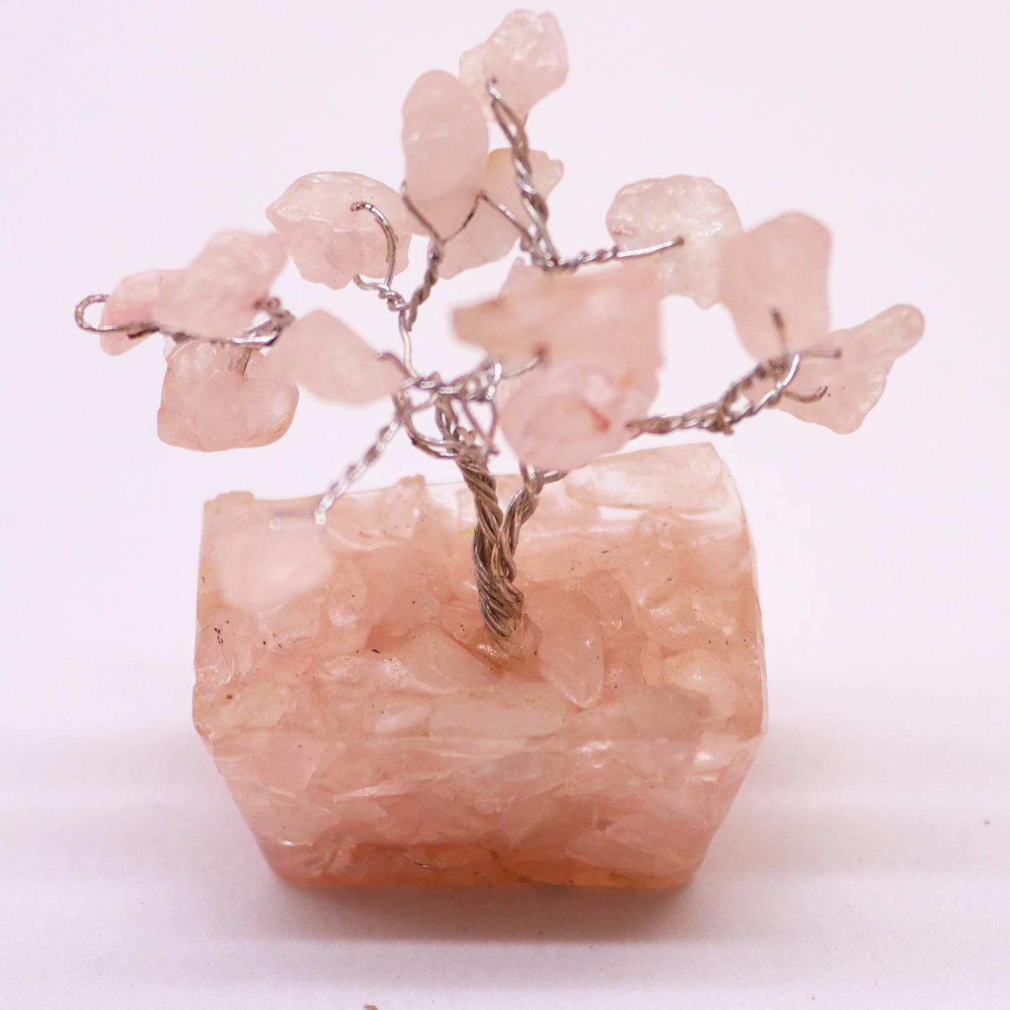Mini arbre sur socle d’orgonite — Quartz rose