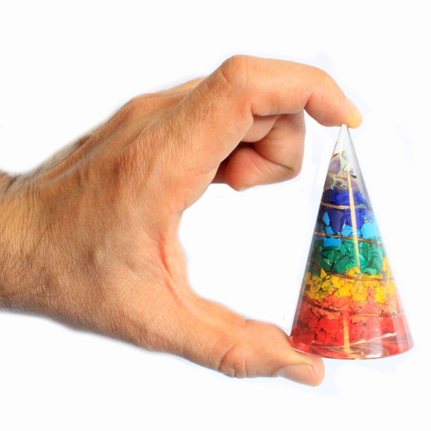 Cône d’orgonite — Éclats de pierres assorties · 80mm