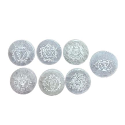 Jeu de 7 plaques de charge en sélénite — Chakras