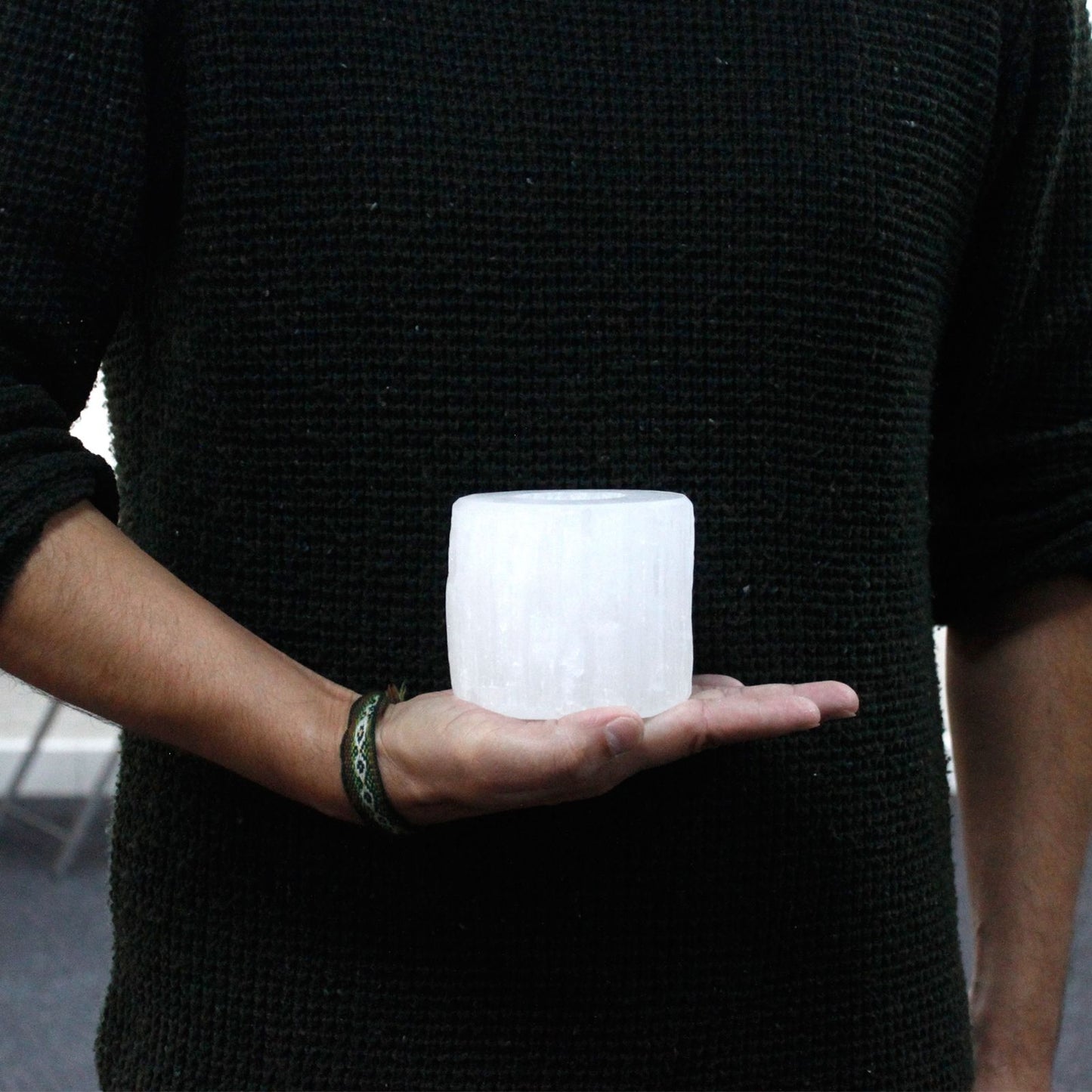 Bougeoir en sélénite — Cylindre · 8 cm
