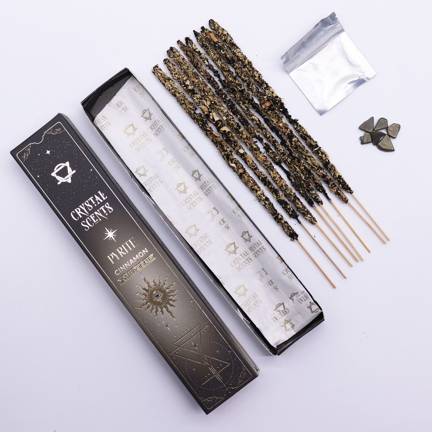 Fagot de fumigation à cristal de pyrite — Cannelle