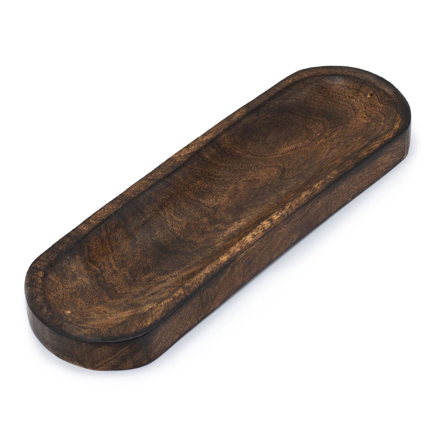 Plateau à encens en bois de manguier — Naturel · 30 × 10 cm