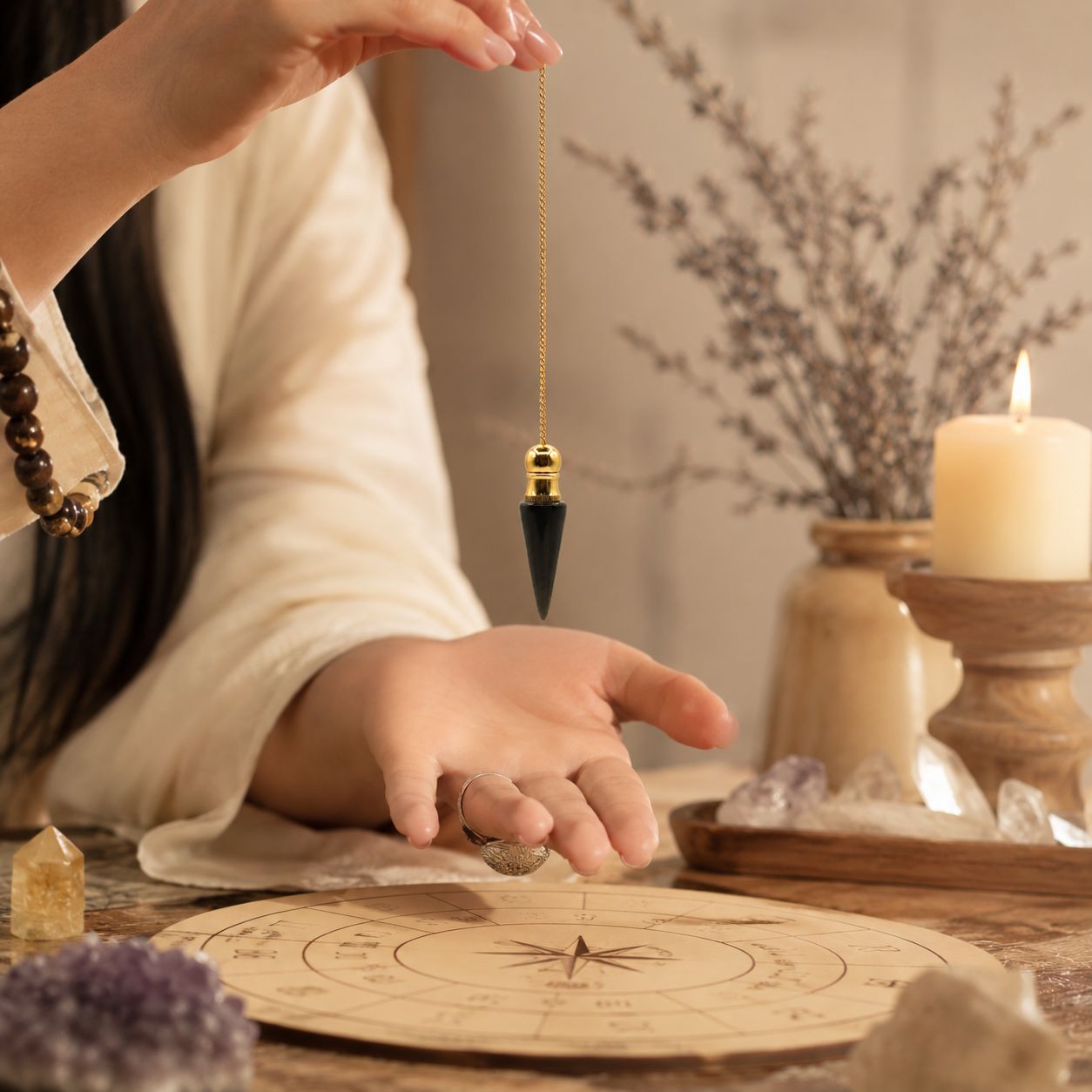 Pendule de la vérité — Cavité secrète · Agate noire · Doré
