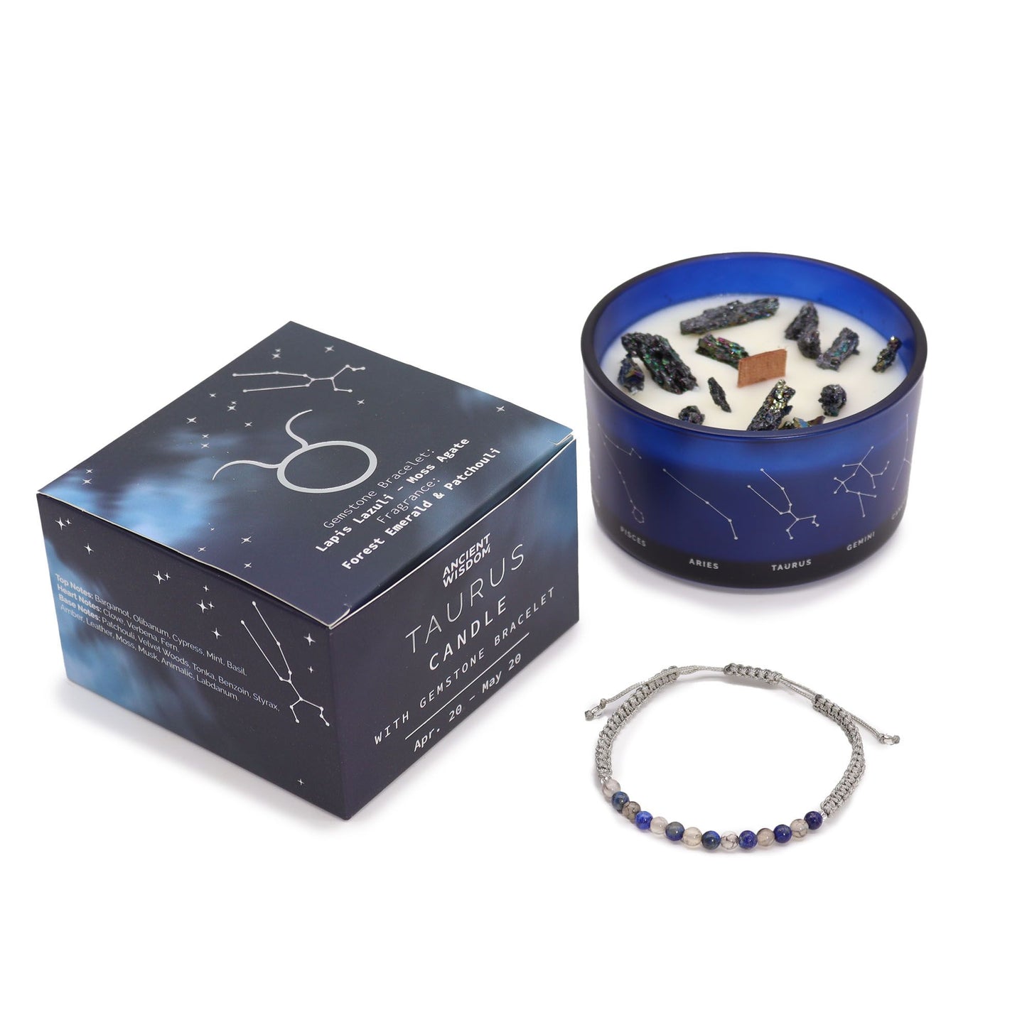 Bougie de cristal du zodiaque à bracelet — Taureau
