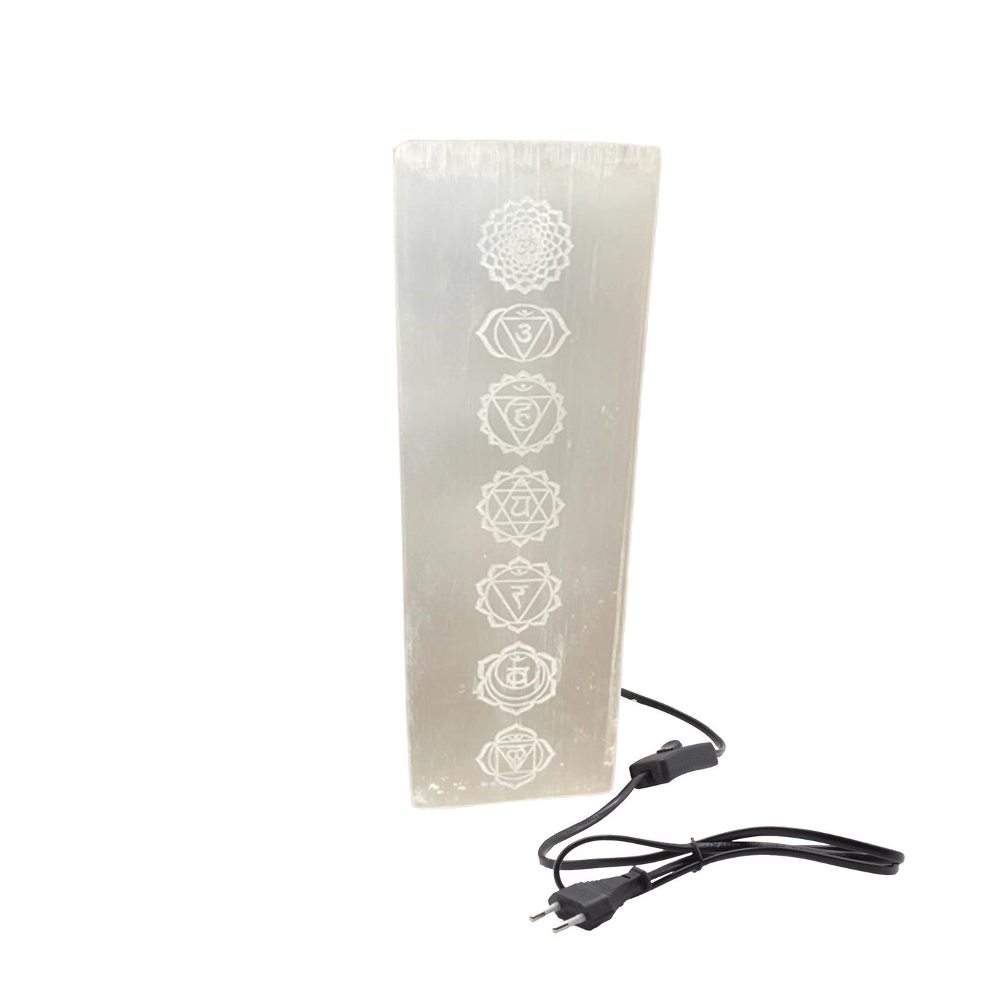 Lampe bloc de sélénite — Chakra · 25cm