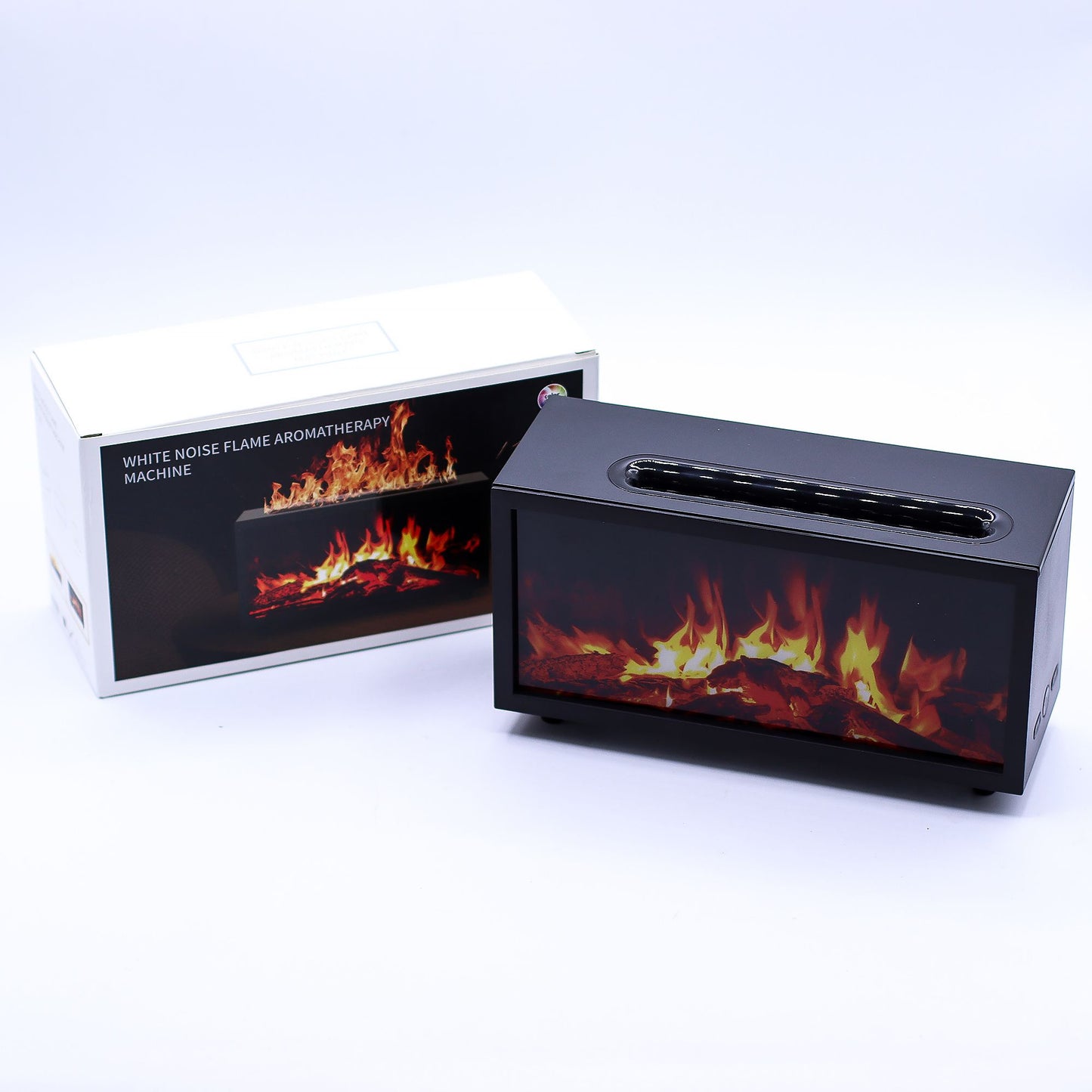 Diffuseur d’arôme à effet flamme & chant d’oiseaux — USB noir · Couleur changeante