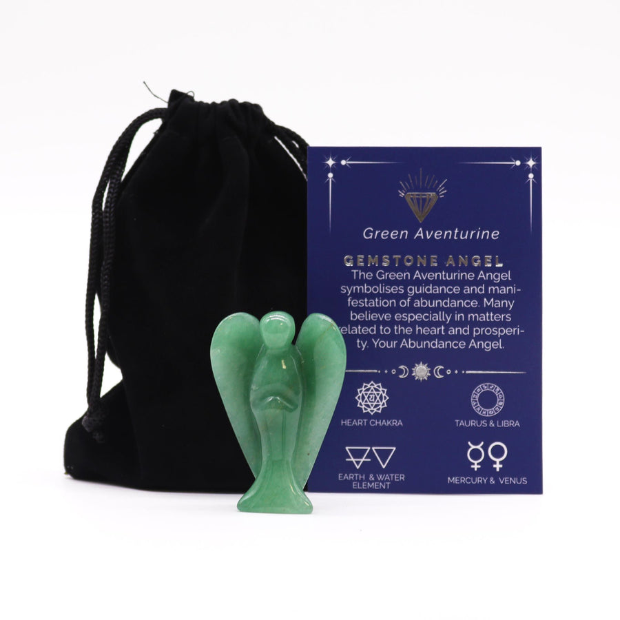 Ange sculpté main — Aventurine verte