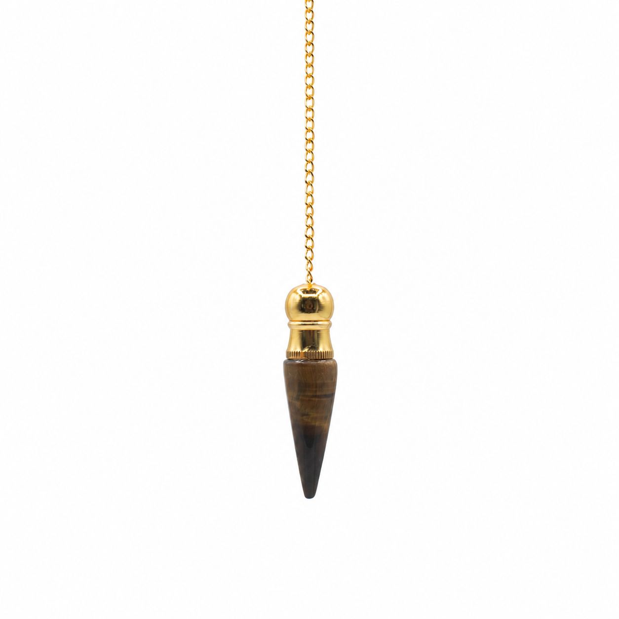 Pendule de la vérité à cavité secrète — Œil de tigre · Doré