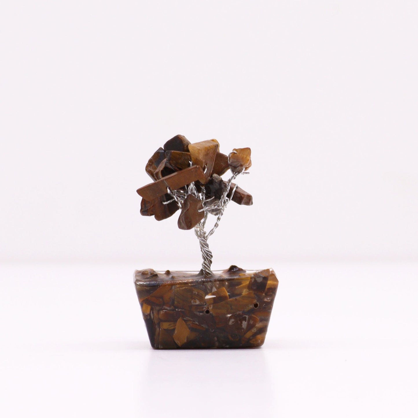 Mini arbre sur socle d’orgonite — Œil de tigre