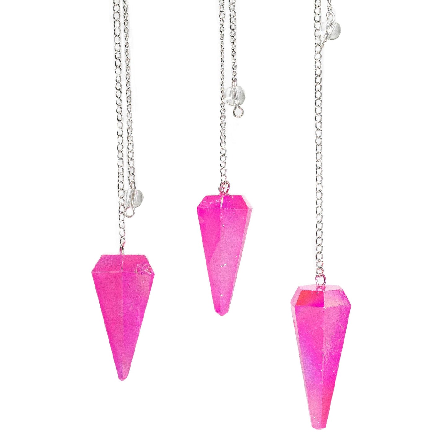 Pendule à six faces — Cristal aurore rose · 4 cm