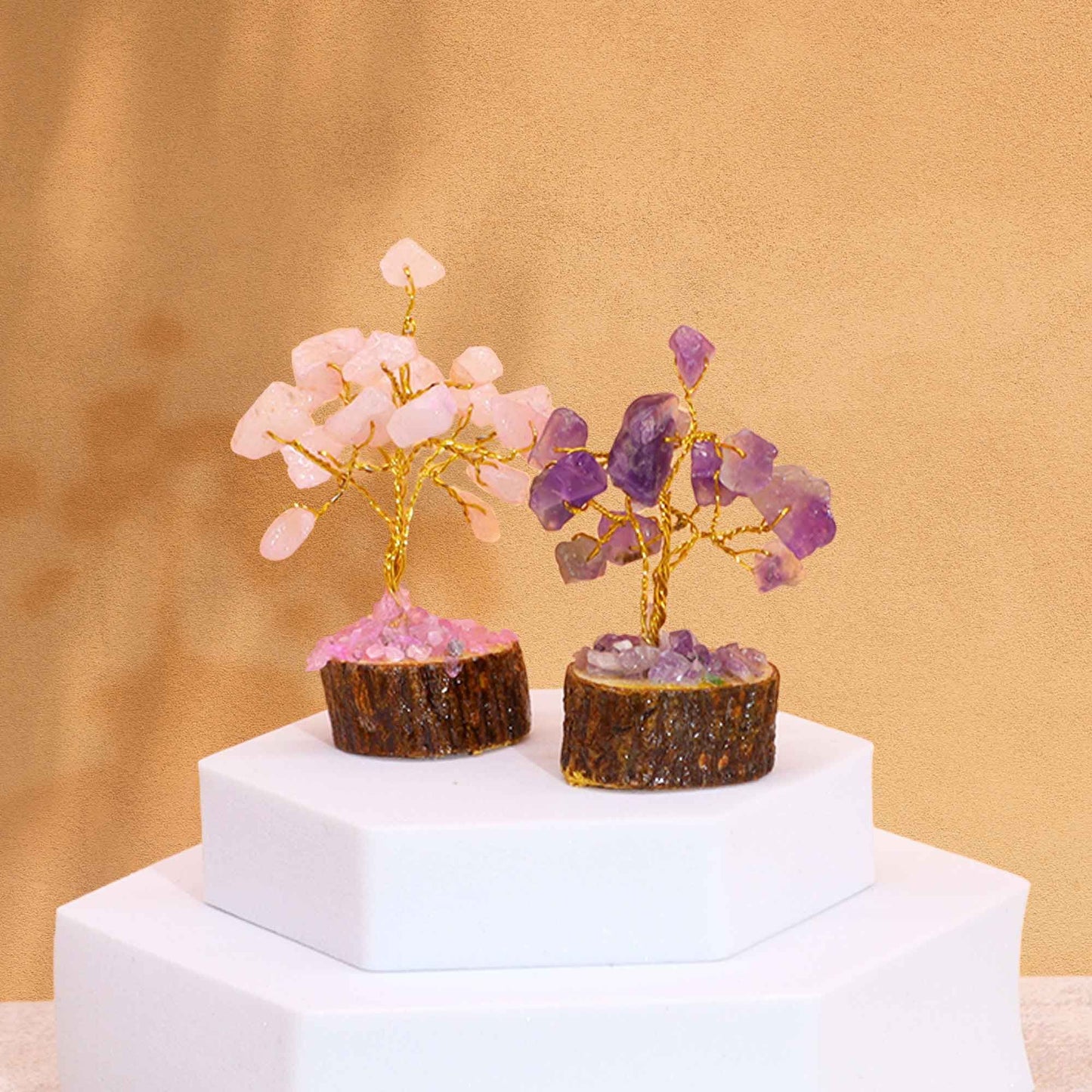 Mini arbres sur socle bois — Assortiment