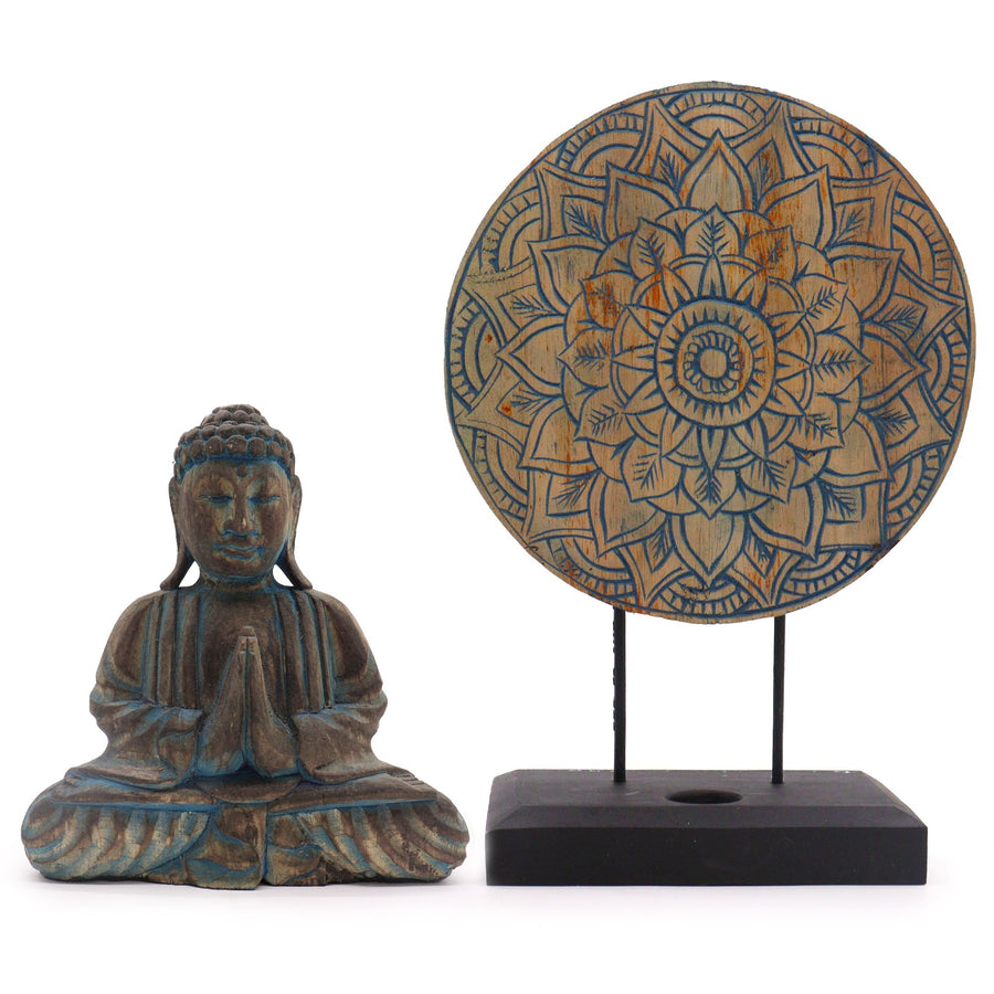 Ensemble Feng Shui — Mandala floral · Bleu
