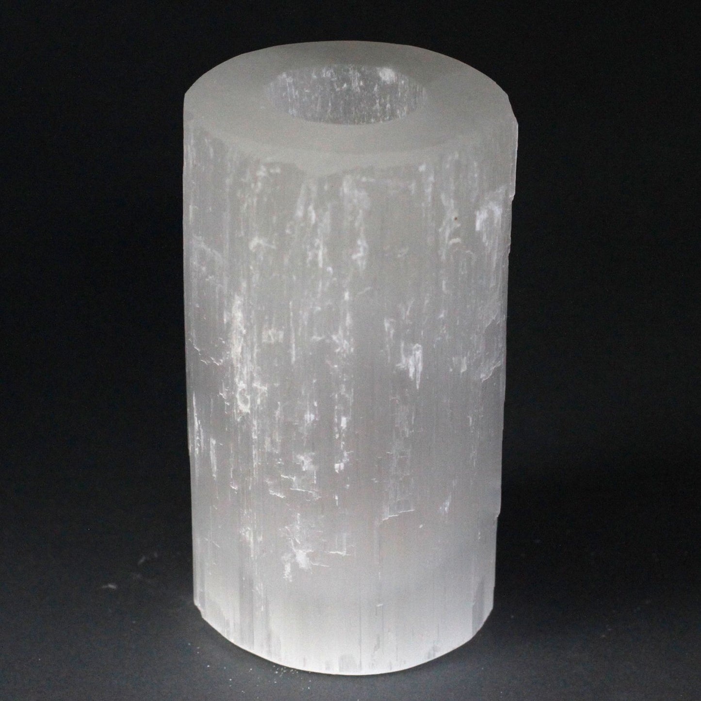 Bougeoir en sélénite — Cylindre · 15 cm