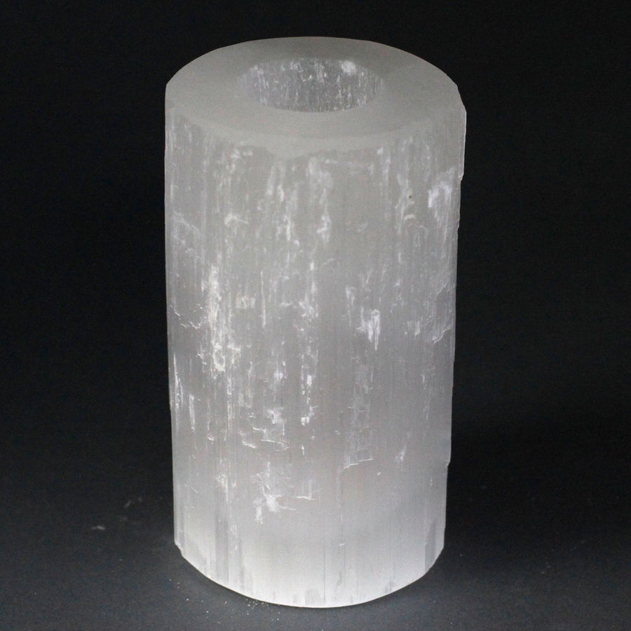 Bougeoir en sélénite — Cylindre · 15 cm