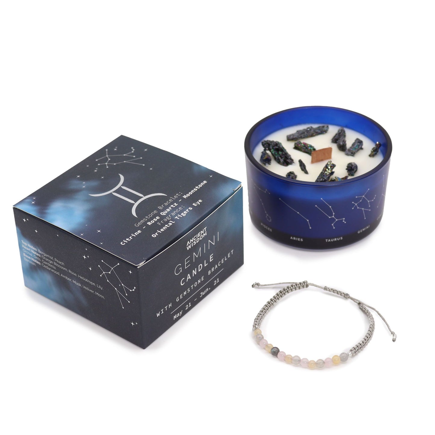 Bougie de cristal du zodiaque à bracelet — Gémeaux