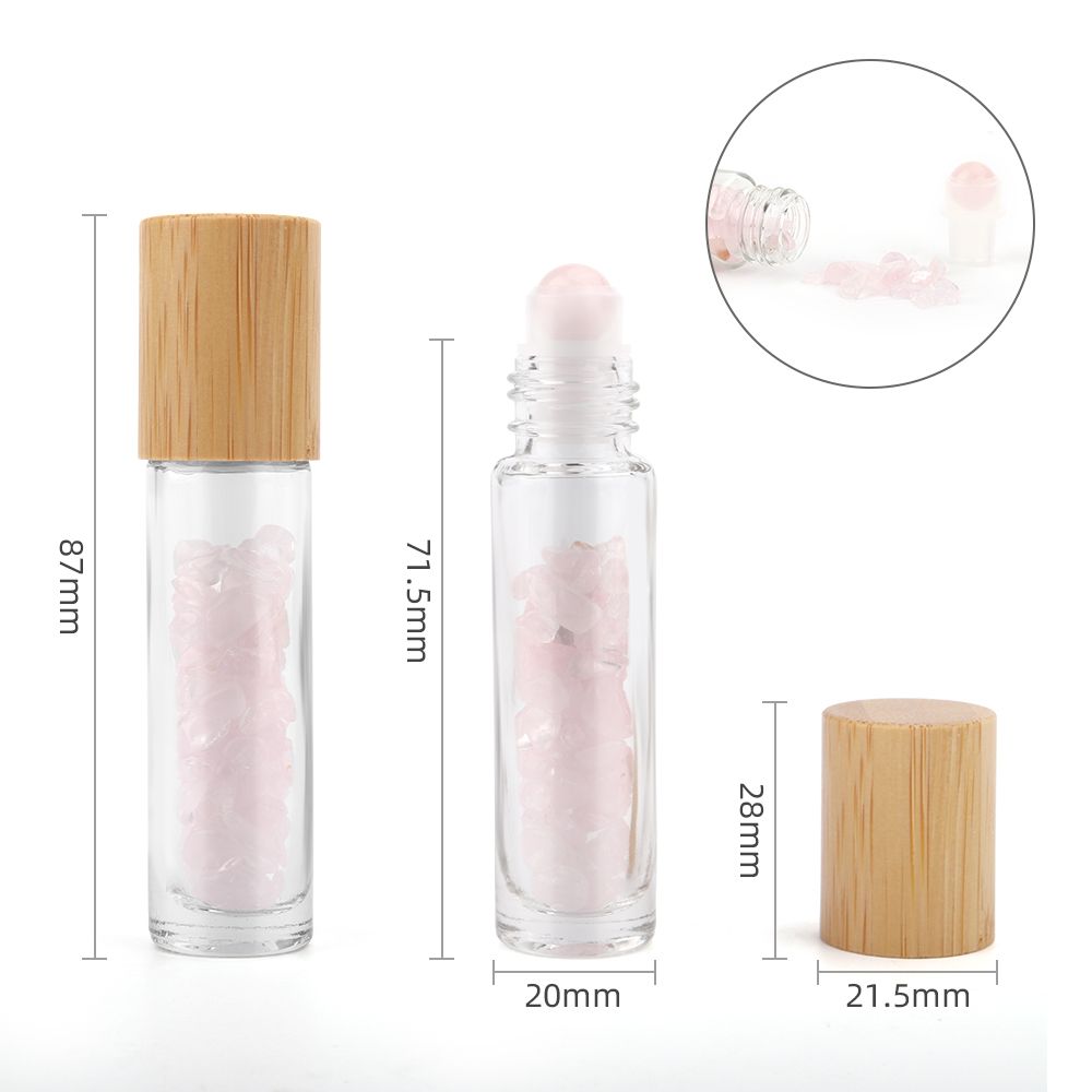 Roll-on à pierre naturelle — Quartz rose · Bouchon bois