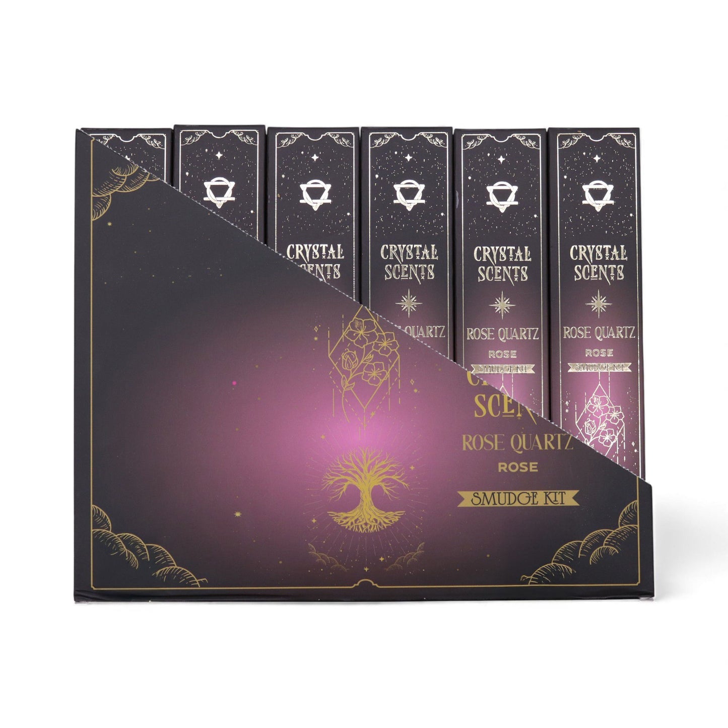 Fagot de fumigation à cristal de quartz rose — Rose