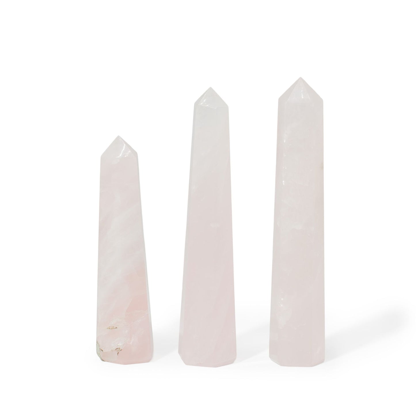 Obélisque à six faces — Quartz rose · 11 cm