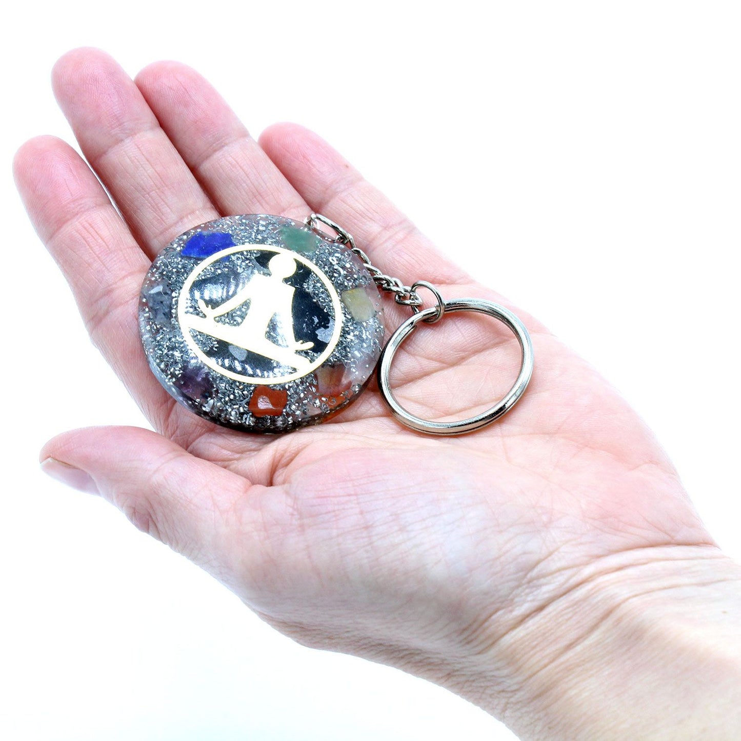 Porte-clés d’orgonite — Bouddha sept chakras