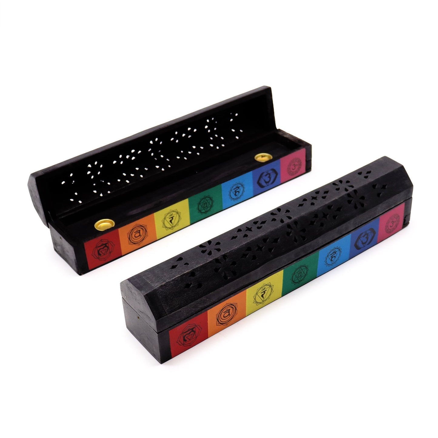 Coffret brûle-encens ajouré — Sept chakras